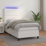 Box spring bed with mattress and LED white synthetic leather 100x200 cm by vidaXL, Beds and slatted bases - Ref: Foro24-31358...