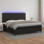 Box spring bed with mattress and LED black synthetic leather 200x200 cm by vidaXL, Beds and slatted bases - Ref: Foro24-31358...