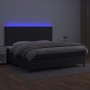 Box spring bed with mattress and LED black synthetic leather 200x200 cm by vidaXL, Beds and slatted bases - Ref: Foro24-31358...