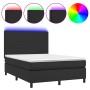 Boxspringbett mit Matratze und LED schwarzem Kunstleder 140x200 cm von vidaXL, Betten und Lattenroste - Ref: Foro24-3135825, ...