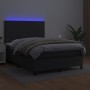 Box spring bed with mattress and LED black synthetic leather 140x200 cm by vidaXL, Beds and slatted bases - Ref: Foro24-31358...