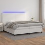 Box spring bed with mattress and LED white synthetic leather 200x200 cm by vidaXL, Beds and slatted bases - Ref: Foro24-31358...