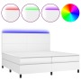 Cama box spring colchón y LED cuero sintético blanco 200x200 cm de vidaXL, Camas y somieres - Ref: Foro24-3135844, Precio: 73...