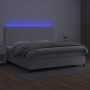 Box spring bed with mattress and LED white synthetic leather 200x200 cm by vidaXL, Beds and slatted bases - Ref: Foro24-31358...