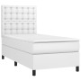 Cama box spring colchón y LED cuero sintético blanco 100x200 cm de vidaXL, Camas y somieres - Ref: Foro24-3135928, Precio: 40...