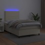 Box spring bed with mattress and LED cream synthetic leather 120x200 cm by vidaXL, Beds and slatted bases - Ref: Foro24-31358...