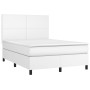 Box spring bed with mattress and LED white synthetic leather 140x200 cm by vidaXL, Beds and slatted bases - Ref: Foro24-31358...