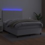 Box spring bed with mattress and LED white synthetic leather 140x200 cm by vidaXL, Beds and slatted bases - Ref: Foro24-31358...