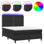 Boxspringbett mit Matratze und LED schwarzem Kunstleder 140x190 cm von vidaXL, Betten und Lattenroste - Ref: Foro24-3135879, ...