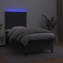 Box spring bed and LED mattress black synthetic leather 90x190 cm by vidaXL, Beds and slatted bases - Ref: Foro24-3135795, Pr...