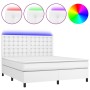 Boxspringbett mit Matratze und LED-weißem Kunstleder 180x200 cm von vidaXL, Betten und Lattenroste - Ref: Foro24-3135958, Pre...