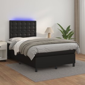 Box spring bed with mattress and LED black synthetic leather 120x200 cm by vidaXL, Beds and slatted bases - Ref: Foro24-31359...