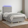 Cama box spring con colchón tela y LED gris claro 120x200 cm de vidaXL, Camas y somieres - Ref: Foro24-3135661, Precio: 449,5...