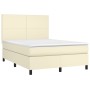 Cama box spring colchón y LED cuero sintético crema 140x200 cm de vidaXL, Camas y somieres - Ref: Foro24-3135827, Precio: 497...