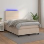 Box spring bed LED mattress cappuccino synthetic leather 120x200cm by vidaXL, Beds and slatted bases - Ref: Foro24-3135878, P...