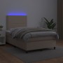 Box spring bed LED mattress cappuccino synthetic leather 120x200cm by vidaXL, Beds and slatted bases - Ref: Foro24-3135878, P...