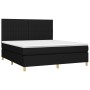 Box spring bed mattress and LED lights black fabric 180x200 cm by vidaXL, Beds and slatted bases - Ref: Foro24-3135615, Price...