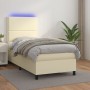 Cama box spring colchón y LED cuero sintético crema 100x200 cm de vidaXL, Camas y somieres - Ref: Foro24-3135869, Precio: 416...