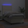 Box spring bed with mattress and LED cream synthetic leather 100x200 cm by vidaXL, Beds and slatted bases - Ref: Foro24-31358...