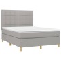 Box spring bed mattress and LED lights light gray fabric 140x200 cm by vidaXL, Beds and slatted bases - Ref: Foro24-3135437, ...