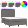 Boxspringbett mit Matratze und LED-grauem Kunstleder 140x200 cm von vidaXL, Betten und Lattenroste - Ref: Foro24-3135829, Pre...