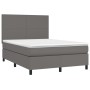 Box spring bed with mattress and LED gray synthetic leather 140x200 cm by vidaXL, Beds and slatted bases - Ref: Foro24-313582...