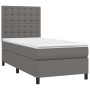 Box spring bed with mattress and LED gray synthetic leather 100x200 cm by vidaXL, Beds and slatted bases - Ref: Foro24-313593...