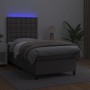 Box spring bed with mattress and LED gray synthetic leather 100x200 cm by vidaXL, Beds and slatted bases - Ref: Foro24-313593...