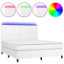 Boxspringbett mit Matratze und LED-weißem Kunstleder 180x200 cm von vidaXL, Betten und Lattenroste - Ref: Foro24-3135838, Pre...