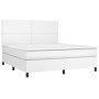 Box spring bed with mattress and LED white synthetic leather 180x200 cm by vidaXL, Beds and slatted bases - Ref: Foro24-31358...