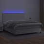 Box spring bed with mattress and LED white synthetic leather 180x200 cm by vidaXL, Beds and slatted bases - Ref: Foro24-31358...