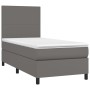 Box spring bed with mattress and LED gray synthetic leather 100x200 cm by vidaXL, Beds and slatted bases - Ref: Foro24-313581...