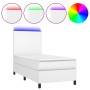 Boxspringbett und LED-Matratze aus weißem Kunstleder 90x190 cm von vidaXL, Betten und Lattenroste - Ref: Foro24-3135796, Prei...