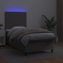 Box spring bed with mattress and LED gray synthetic leather 100x200 cm by vidaXL, Beds and slatted bases - Ref: Foro24-313581...