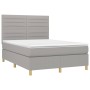 Boxspringbettmatratze und LED-Leuchten hellgrauer Stoff 140x200 cm von vidaXL, Betten und Lattenroste - Ref: Foro24-3135517, ...