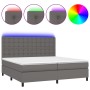 Cama box spring colchón y LED cuero sintético gris 200x200 cm de vidaXL, Camas y somieres - Ref: Foro24-3135967, Precio: 687,...