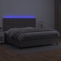 Box spring bed with mattress and LED gray synthetic leather 200x200 cm by vidaXL, Beds and slatted bases - Ref: Foro24-313596...