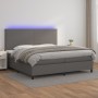 Boxspringbett mit Matratze und LED-grauem Kunstleder 200x200 cm von vidaXL, Betten und Lattenroste - Ref: Foro24-3135847, Pre...