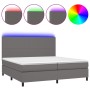 Boxspringbett mit Matratze und LED-grauem Kunstleder 200x200 cm von vidaXL, Betten und Lattenroste - Ref: Foro24-3135847, Pre...