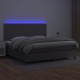 Cama box spring colchón y LED cuero sintético gris 200x200 cm de vidaXL, Camas y somieres - Ref: Foro24-3135847, Precio: 664,...