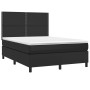 Box spring bed with mattress and LED black synthetic leather 140x200 cm by vidaXL, Beds and slatted bases - Ref: Foro24-31358...