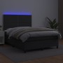 Box spring bed with mattress and LED black synthetic leather 140x200 cm by vidaXL, Beds and slatted bases - Ref: Foro24-31358...