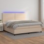 Box spring bed LED mattress cappuccino synthetic leather 200x200cm by vidaXL, Beds and slatted bases - Ref: Foro24-3135908, P...