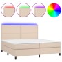 Cama box spring colchón LED cuero sintético capuchino 200x200cm de vidaXL, Camas y somieres - Ref: Foro24-3135908, Precio: 72...