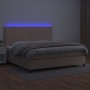 Box spring bed LED mattress cappuccino synthetic leather 200x200cm by vidaXL, Beds and slatted bases - Ref: Foro24-3135908, P...