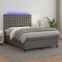 Cama box spring colchón y LED cuero sintético gris 140x190 cm de vidaXL, Camas y somieres - Ref: Foro24-3135943, Precio: 563,...