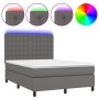 Boxspringbett mit Matratze und LED-grauem Kunstleder 140x190 cm von vidaXL, Betten und Lattenroste - Ref: Foro24-3135943, Pre...