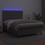 Box spring bed with mattress and LED gray synthetic leather 140x190 cm by vidaXL, Beds and slatted bases - Ref: Foro24-313594...