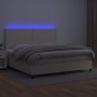 Box spring bed with mattress and LED cream synthetic leather 200x200 cm by vidaXL, Beds and slatted bases - Ref: Foro24-31359...