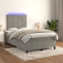 Box spring bed with mattress and LED light gray velvet 120x200 cm by vidaXL, Beds and slatted bases - Ref: Foro24-3136113, Pr...